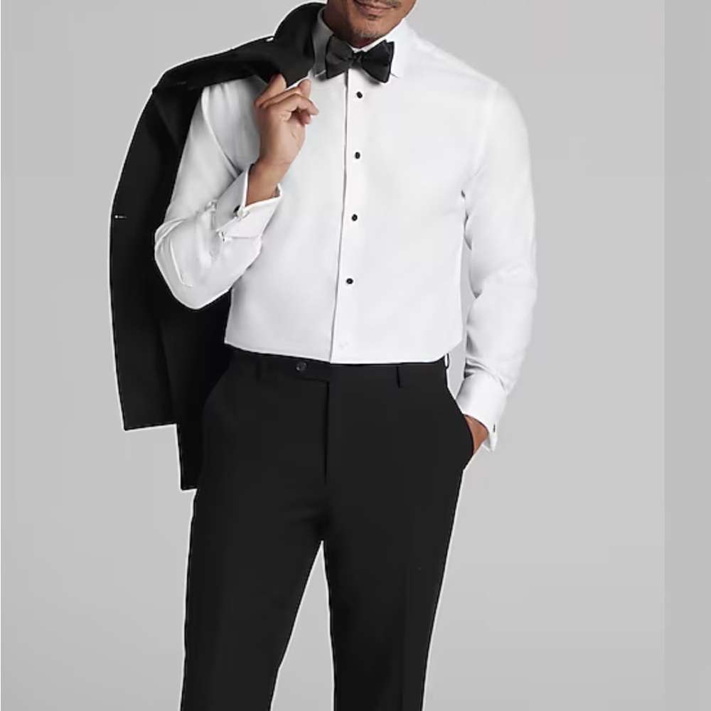 JOSEPH ABBOUD Cotton Ivory Tuxedo Tux Shirt Tall No Iron Event SZ 22 36/37